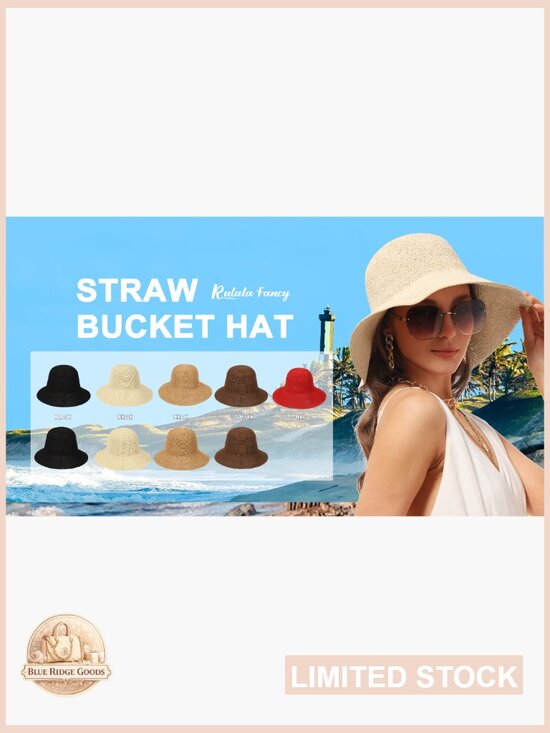 Handwoven Foldable Straw Bucket Hat Adjustable Travel Sun Hat UPF 50 main image 6